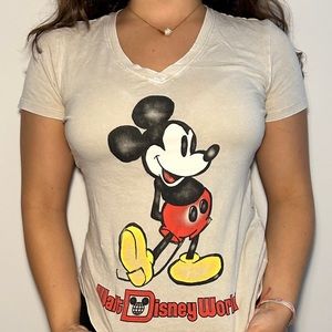 Tan Mickey Mouse Walt Disney V-necked tee